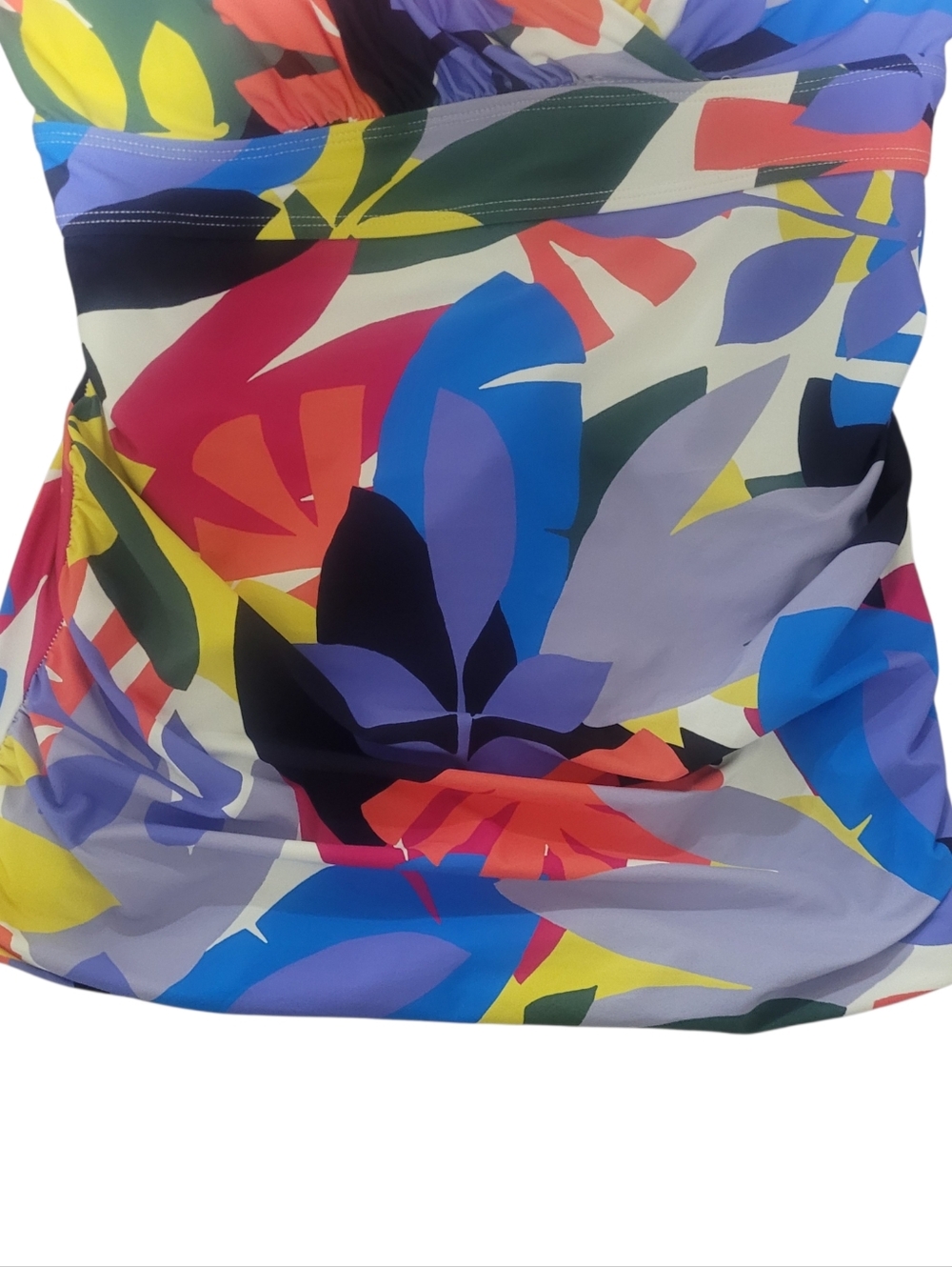 Anne Cole Multicolor Floral Tankini Top in Navy, Coral, Yellow, Blue - Picture 7 of 12